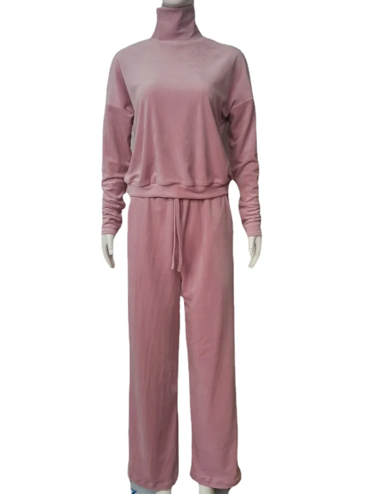 Женский флисовый спортивный костюм повседневный топ с высоким воротником и