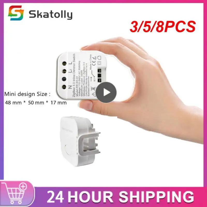

3/5/8PCS Remote Timing Smart Light Switch Mini Zigbee3.0 Dimming Controller App Control Overload Short Circuit Protection Switch