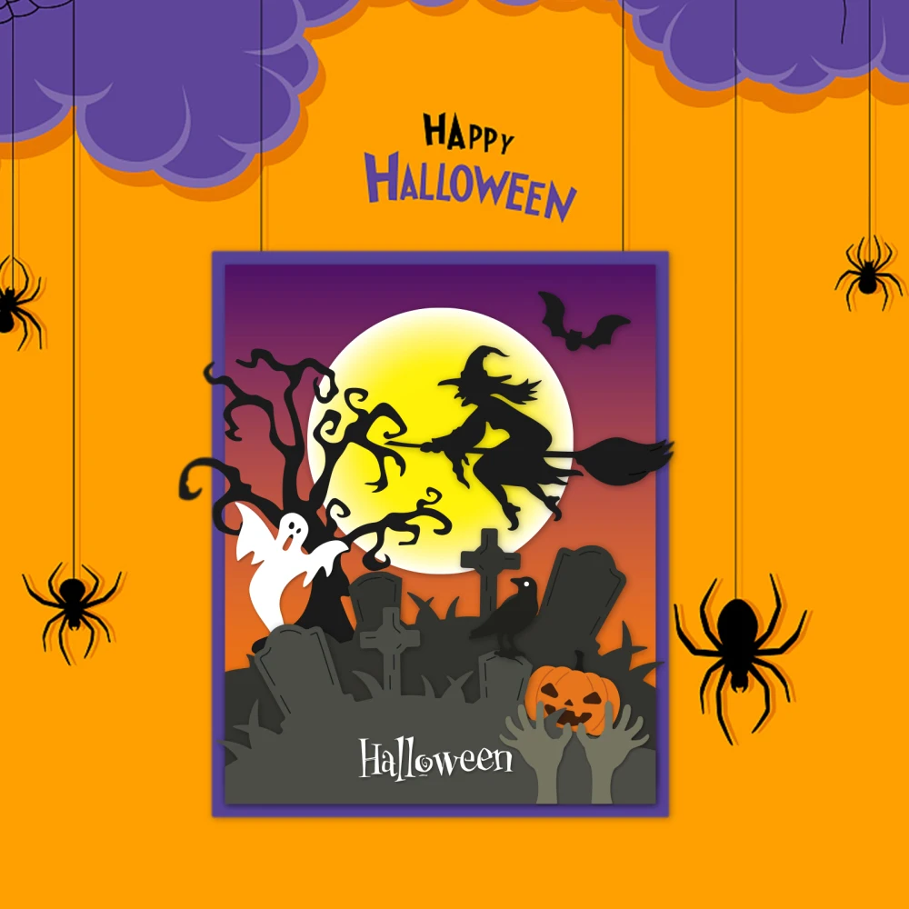 Металлические Вырубные штампы на Хэллоуин Ворон тыква высечки призрак ведьма