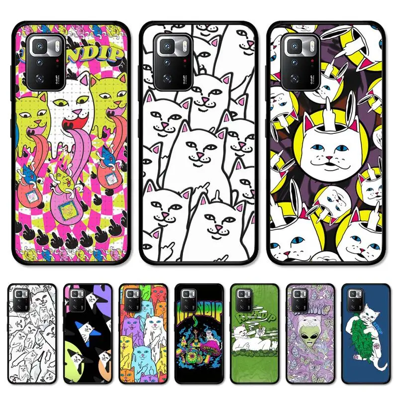 

Middle cute fingers cat-RIPNDIPS Phone Case For Redmi Note 10 9 8 6 Pro 8T 5A 4X X 5 Plus 7 7A 9A K20 Cover