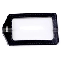 black faux leather pouch case clear credit card business id badge holder id credit card black clear case
