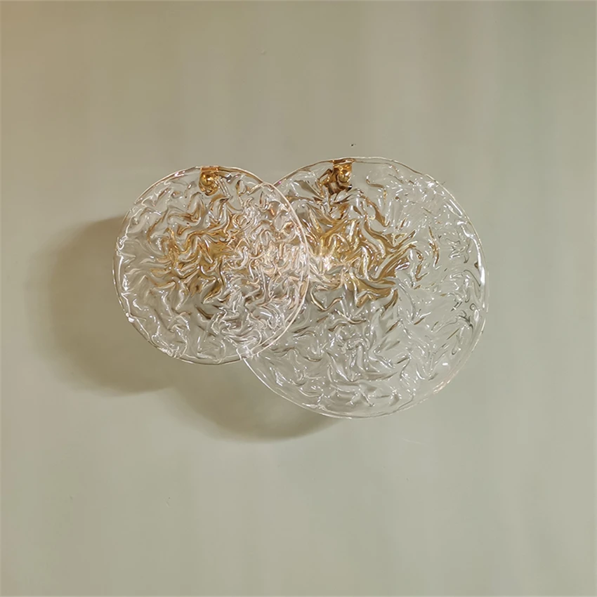 

Nordic Corrugated Transparent Glass Round Wall Lamp Living Room Bedroom Bedside Hallway Cloakroom Simple Home Decor Wall Lights