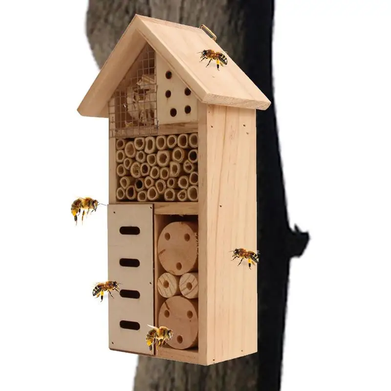 

Durable Insect Bee House Honey Tools Wooden Insect Bee House Wood Room Hotel Shelter Garden Decoration Nests Box Bee House