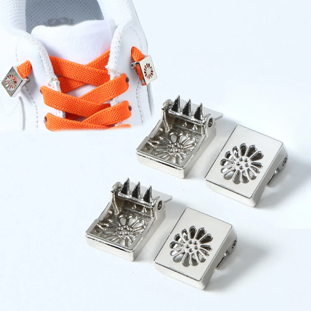 1 Pair New Metal Daisy Shoelace Buckle Shoes Accessories Sneaker Kits Metal Laces Buckle Fashion Shoe Decoration No Tie Buckle