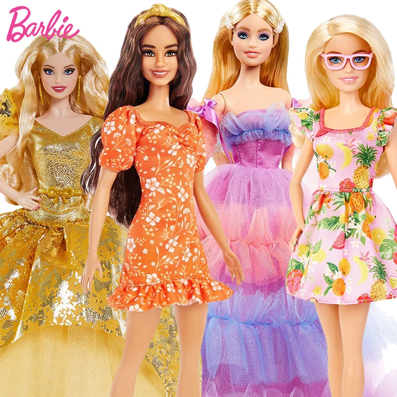 

Original Barbie Doll Birthday Wishes Holiday 1/6 Barbie Fashionistas Dolls Toys for Girls Collection Floral Print Dress Bjd Gift