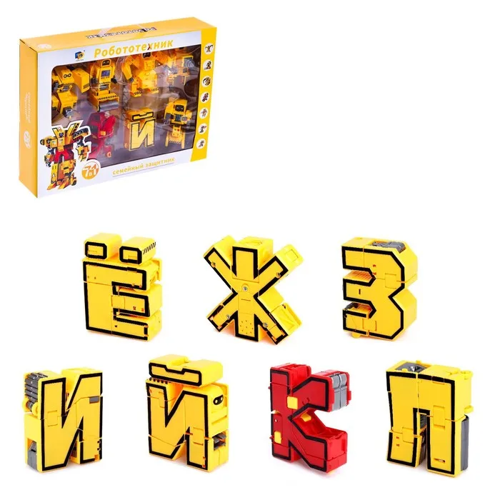 Набор роботов «Алфавит» трансформируются 7 штук собираются в 1 робота, DADE TOYS