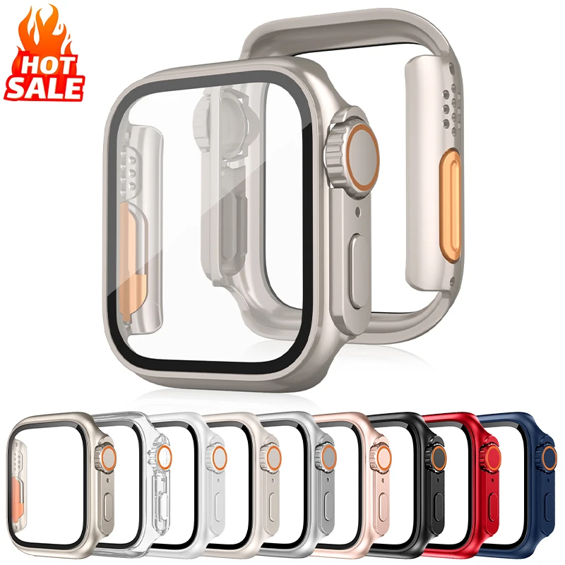 Case for Apple Watch 46mm 45mm 44mm 42mm 41mm 40mm Upgrade To Ultra 2 49mm Glass Protective Film Iwatch 10 9 8 7 6 SE 5 4