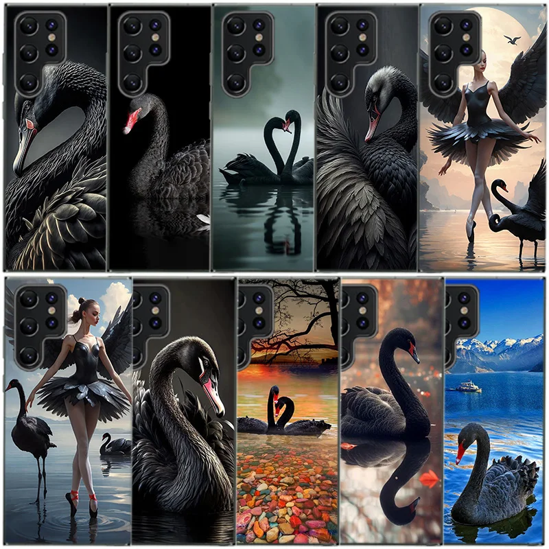Cygne Noir Clear Phone Case For Samsung Galaxy S20 S21 S23 FE S22 Plus S24 Ultra S10 S10E S9 S8 Soft Back Cover