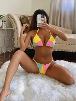 swimsuit sexy stitching women 2 pieces floral bikinis set classic womens swimsuits high waist print bathing suit m