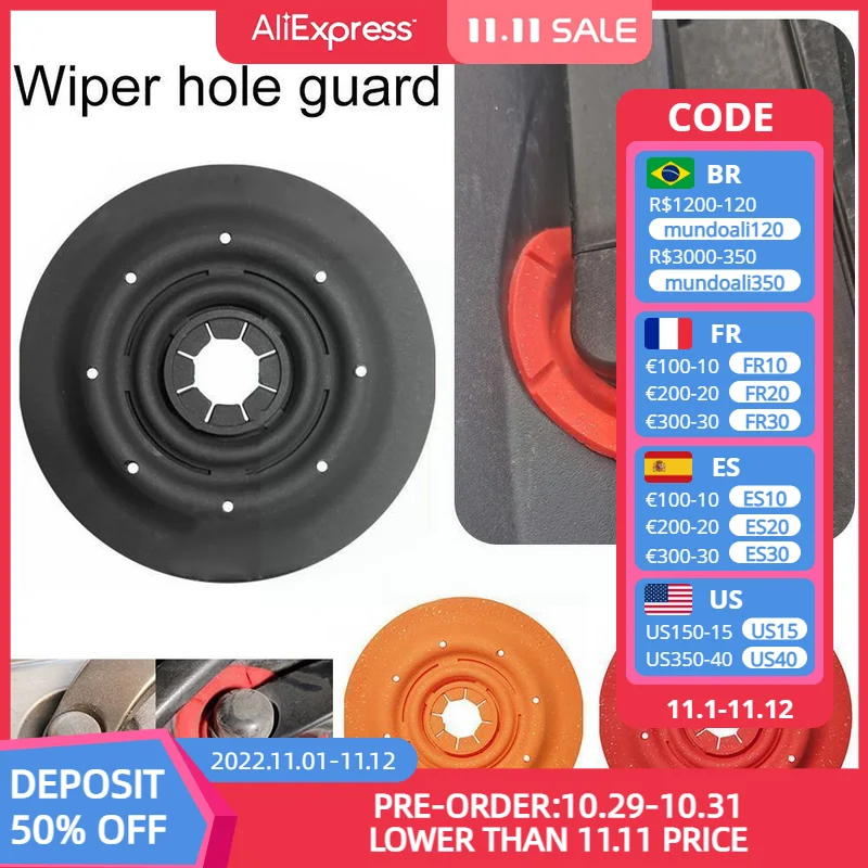 

1 Universal Car Wiper Arm Bottom Hole Protective Cover Prevent Sleeve Windshield Leaf Wiper Hole Dustproof Accessories Wipe