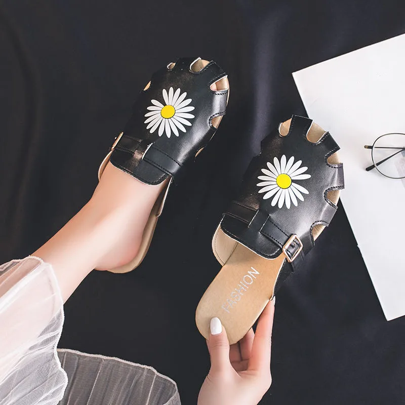 WUYAZQI Women's Slippers NEW GIRLS' fashionable beach shoes flat bottom anti slip women's sandals Q8