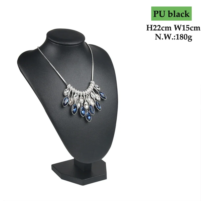 

Выставочный стенд для ювелирных изделий из искусственной кожи, черный манекен-ожерелье с подвеской, Ювелирное Украшение, держатель для шеи, 6 вариантов
