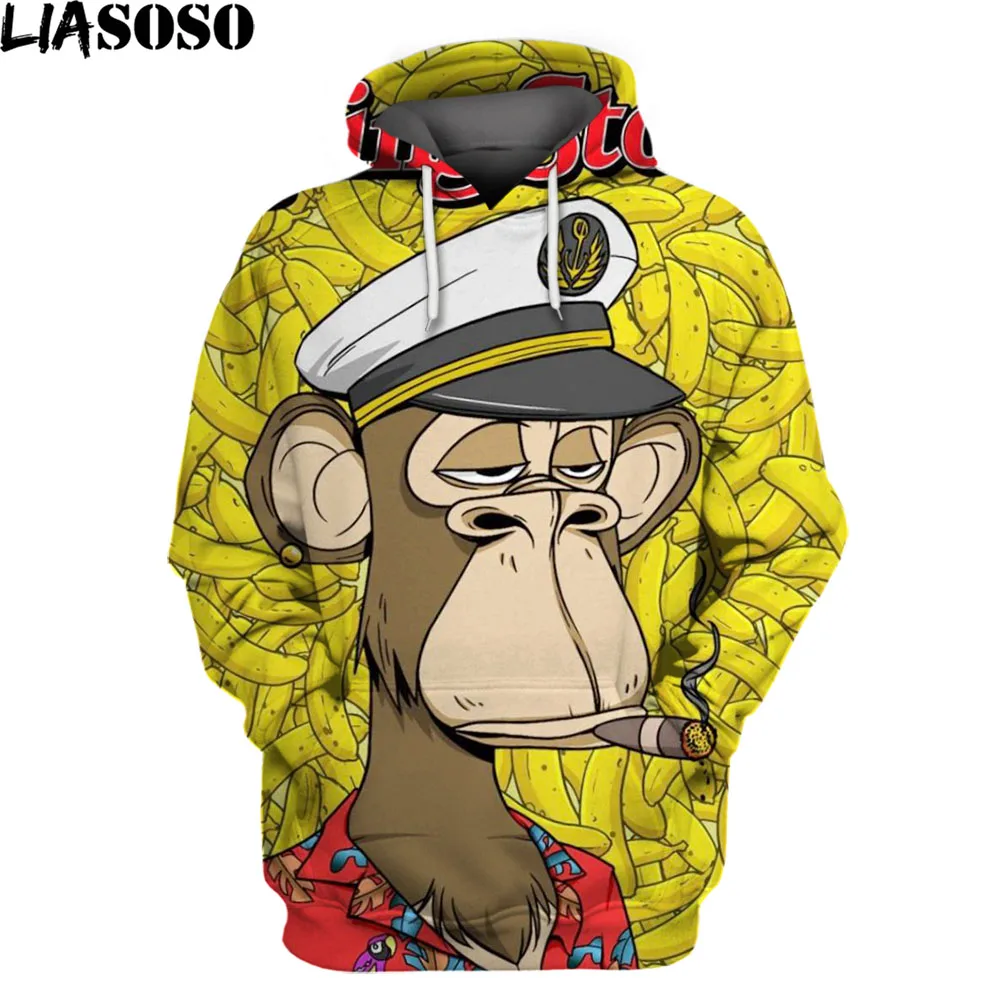

NFT Bored Ape Yacht Club BYAC Same Monkey Custom Original Design Men Women Sweatshirts Harajuku Hoodie Hip Hop Sweatshirts