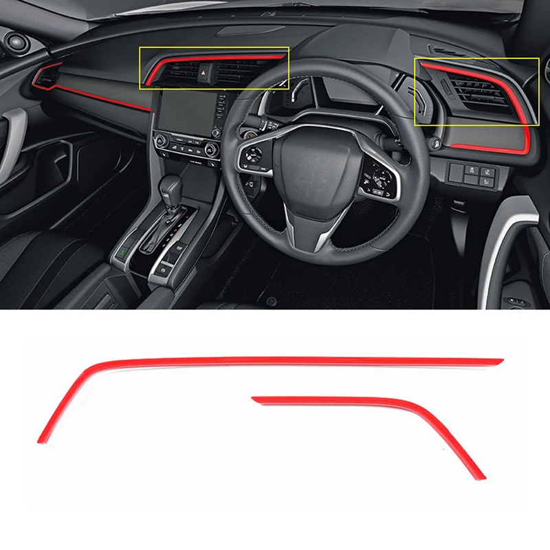

RHD LHD салон автомобиля, крышка воздуховыпускного отверстия, наклейки для Honda Civic 10-го поколения 2016 2017 2018 2019 2020 2021, красные аксессуары