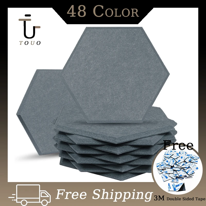 

TOUO Acoustic Treatment Panels Noise Absorbing Soundproof 12 Pcs Sound Proof Panel Lsolator Music High Density Home Deco