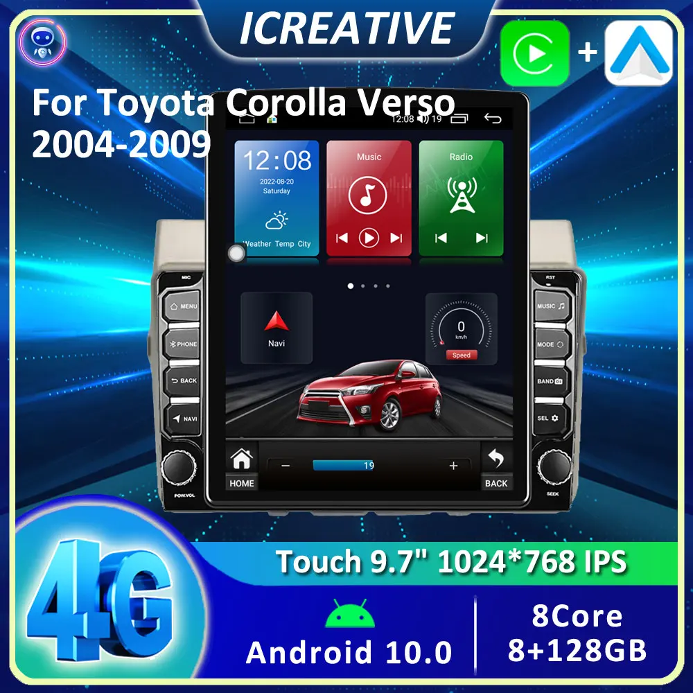 

Автомагнитола Tesla Android 10,0 для Toyota Corolla Verso AR10 2004-2009 мультимедийный плеер 2Din Carplay Стерео GPS головное устройство аудио