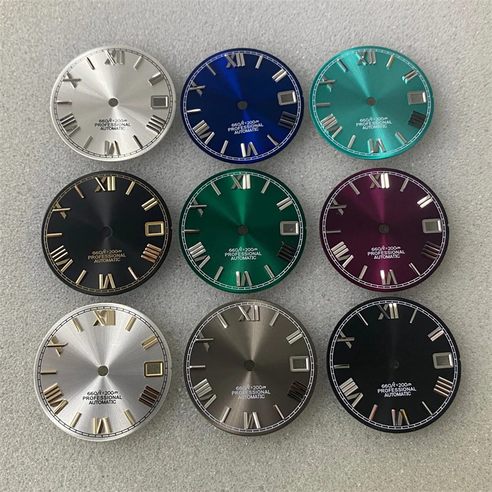 

2023 New NH35 Dial 10 Styles 28.5mm No Luminous Roman Numeral Watch Dial for NH35 NH36 Movement Watch for Men Parts Accessories