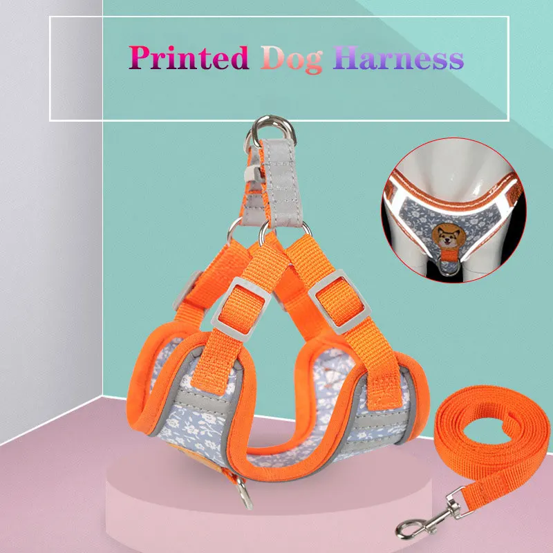 

Small Dog Harness Set for Small Dogs Adjustable Puppy Cat Harness Vest French Bulldog Chihuahua Pug Outdoor Walking Leash