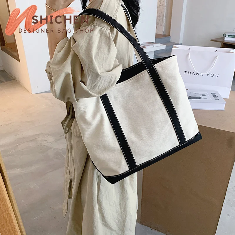 

Bag 2022 new fashion canvas bag tote bag large capacity shopping bag women's trend shoulder bag