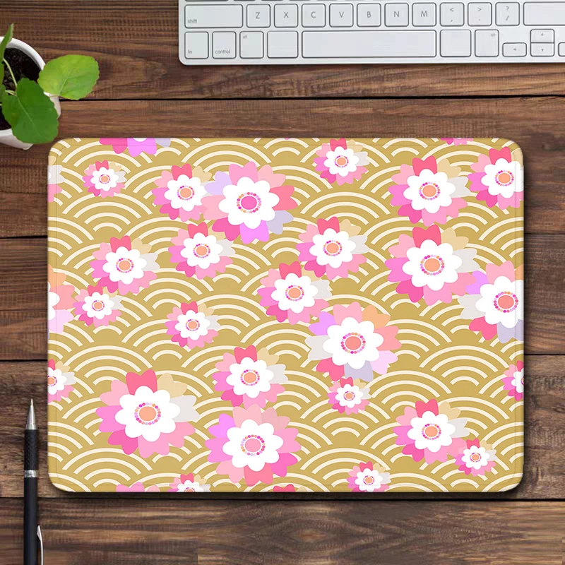 

Small Mousepad Yellow Fish Scale Desk Mat Laptop Computer Keyboard Mouse Pad Japan Wave Art Mouse Mat Mini Rubber Deskpad