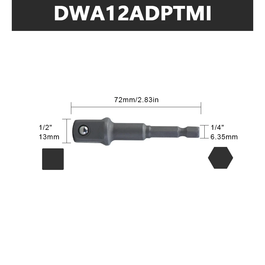 

DEWALT DWA12ADPTMI Адаптер-переходник 1/4" на квадрат 1/2" или 3/8"