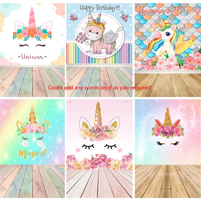 

Vinyl Custom Unicorn Birthday Photography Backdrops Newborn Baby Photo Background Studio Photocalls Props 210605-03