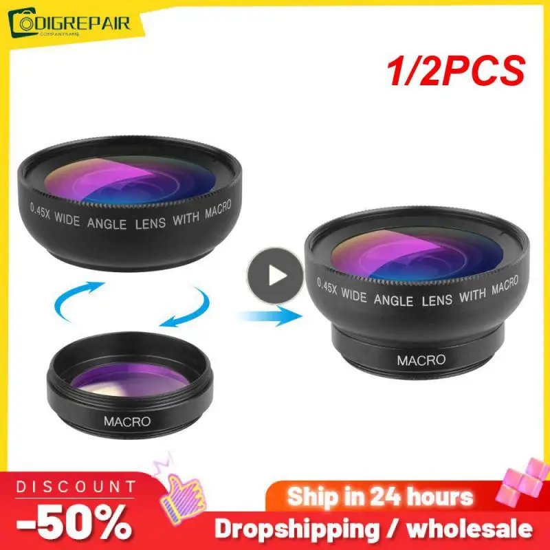 

1/2PCS Phone Lens kit 0.45x Super Wide Angle & 12.5x Macro Micro Lens HD Camera Lentes for iPhone 6S 7 more cellphones