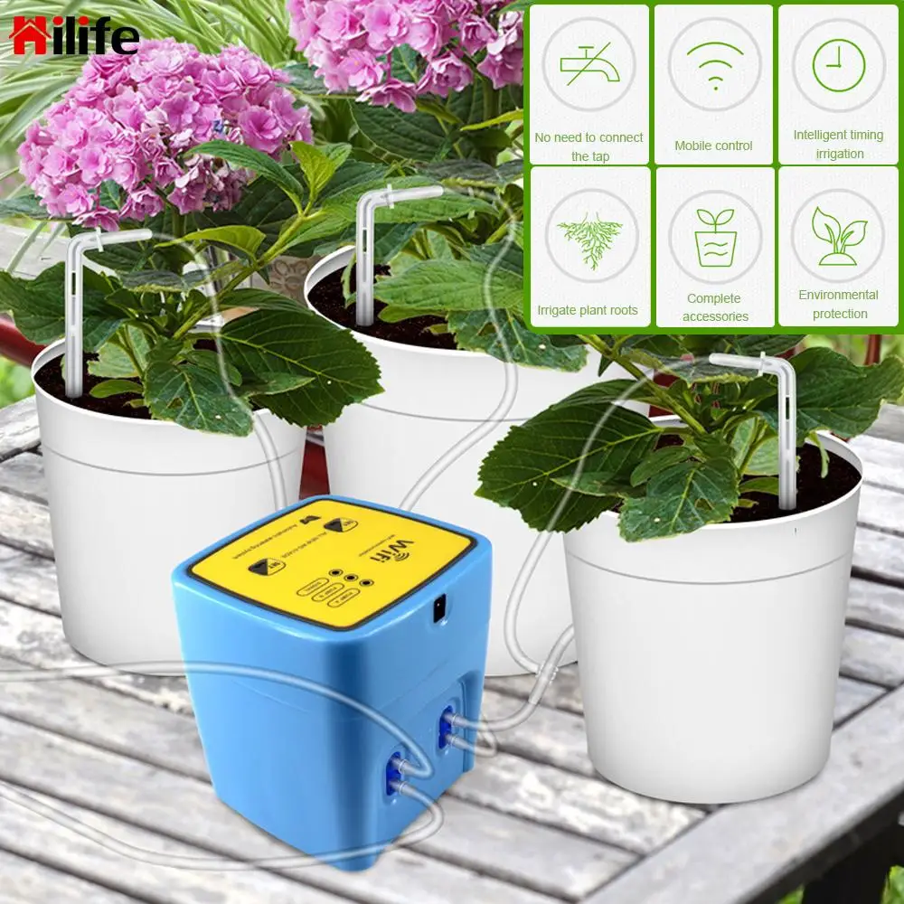 

Automatic Watering Device Double Pump Controller Garden Drip Irrigation Device WIFI Mobile APP Control Intelligent Timer System