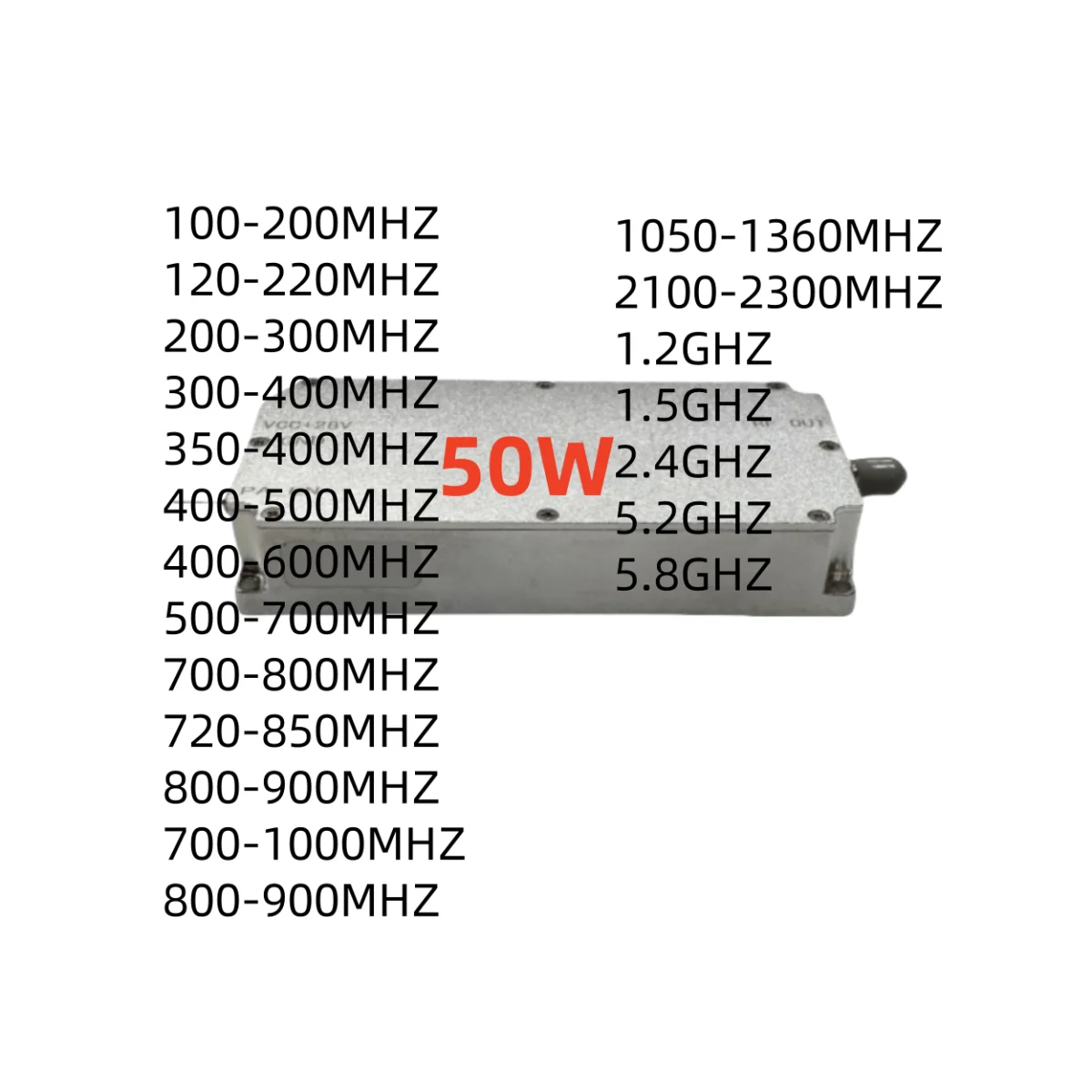 Модуль GaN 50 Вт с циркулятором 400-500 МГц 500-600 700-800 800-900 900-1000 433 1 2 ГГц 5 8