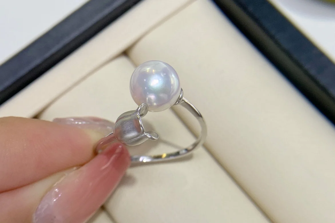 

Sterling Silver New Ring K Gold Crafted Pearl Dot 9mm CCR14