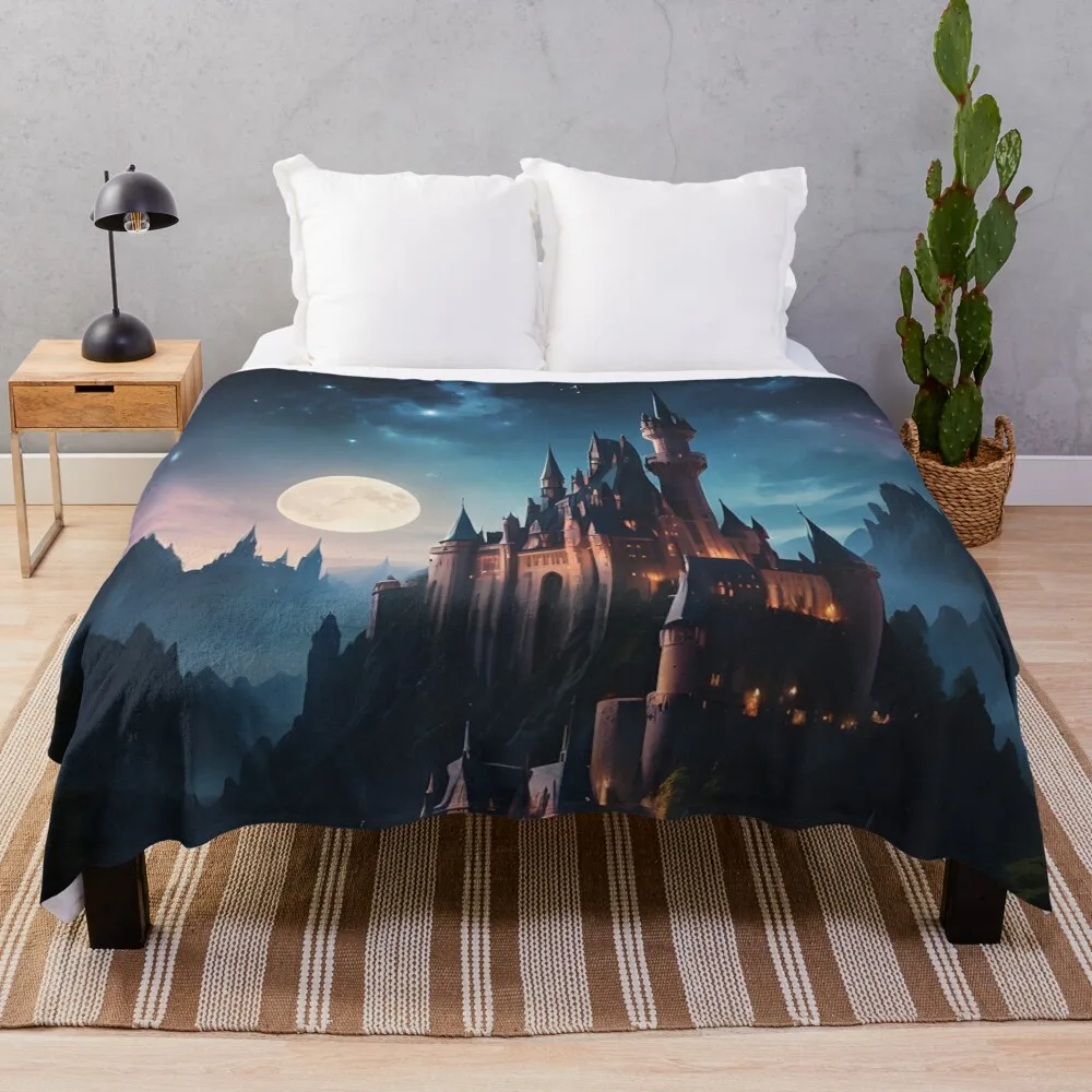 Декоративная подушка Magic Wizard Castle at Night от NoarusRainbowLand — очаровательное и