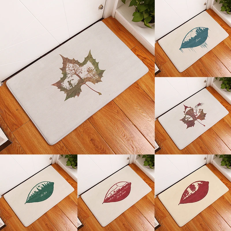

1pcs 40*60cm Maple Forest Scenic Pattern Entrance Doormat Anti-Slip Suede Carpet Door Mat Outdoor Kitchen Living Room Area Rug