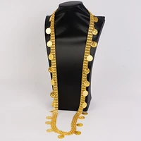 new kurdistan bridal body chains with coin handmade long chain gold plated arabic long necklace link chain luxury women jewelry