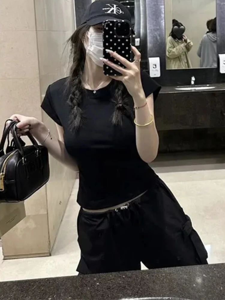 Y2k Slim Fit Hollow Out Tops Woman Pure Desire футболка из хлопка