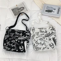 female large capacity bag womens shoulder bags 2022 new messenger bag women graffiti bag student bag canvas bag square bag