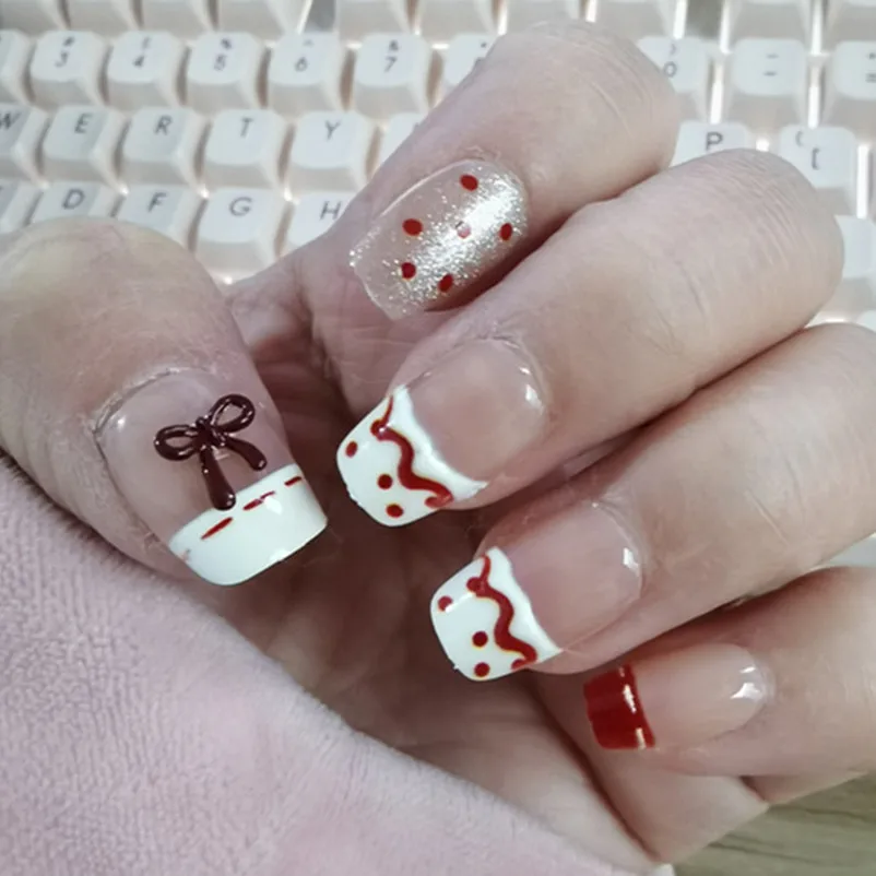 Милые 3D бантики для ногтей короткие балетные накладки 10 шт./компл. накладные