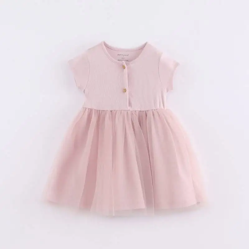 VFOCHI 2022 New Baby Girl Dress Summer Fashion Girls Clothes Patchwork Soild Color Lace Kids Dresses Ball Gown Girl Casual Dress