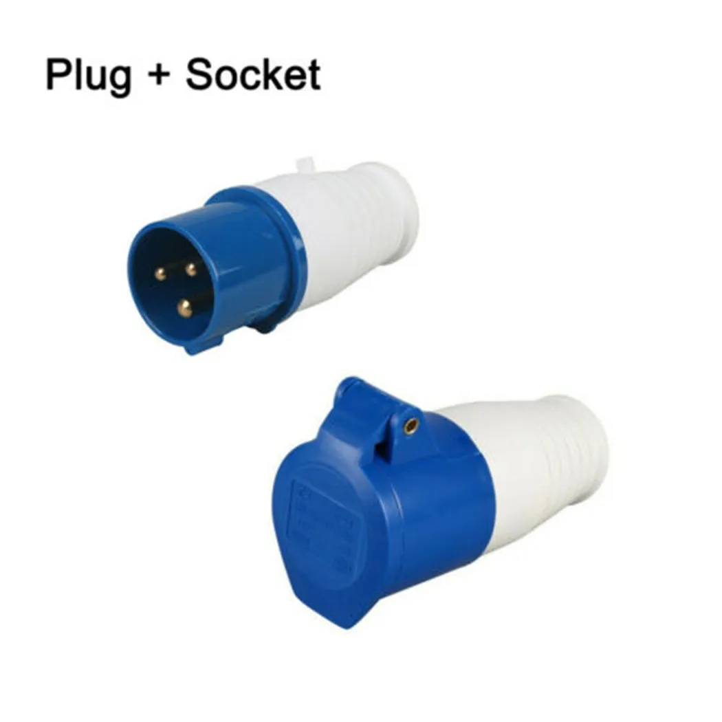 

NEW Blue AC220V-250V 16 AMP 3 Pin Industrial Site Plug & Sockets IP44 2P+E Male/Female Industry Electrical Socket