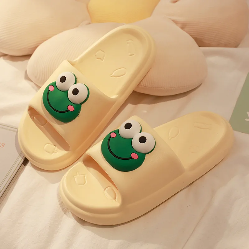 Platform Lovely Frog Shape Design Slippers Women Summer Slides Non-Slip Sandals Bathroom Couple 2023 New Fashion Men Shoes