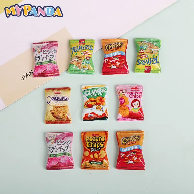 

1/12 Scale Dollhouse Miniature Resin Potato Chips Snacks Pretend Play Food For Doll House Kitchen Accessories