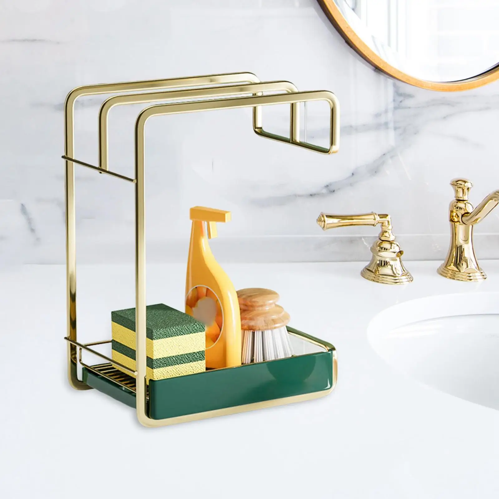 

Storage Rack Multi Functional with Drain Tray Holder Sturdy Shelf Organizer for Countertop Shower Kitchen Accessories Gadgets