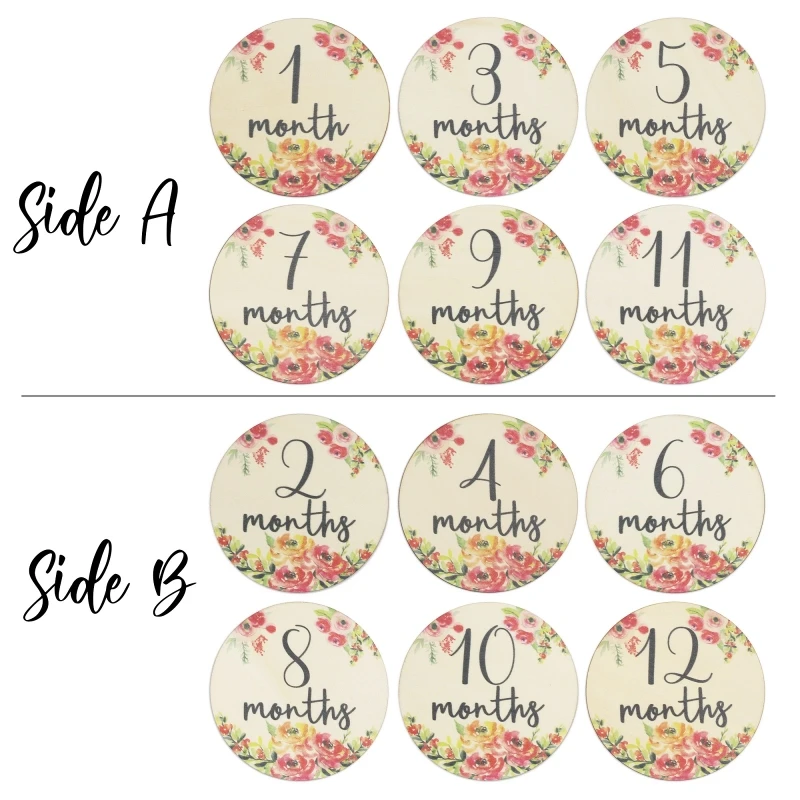 

67JC 6pcs Baby Monthly Milestone Photo Props Double Sided for Newborn Babies Shower Gift Growth Card