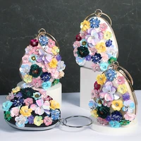luxury sequins applique clutch bag exquisite shiny diamond evening bags floral decor handbag round handle bags for women xa263h