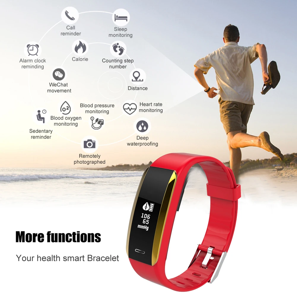 V07 Водонепроницаемый Bluetooth-совместимый монитор кровяного давления и сердечного