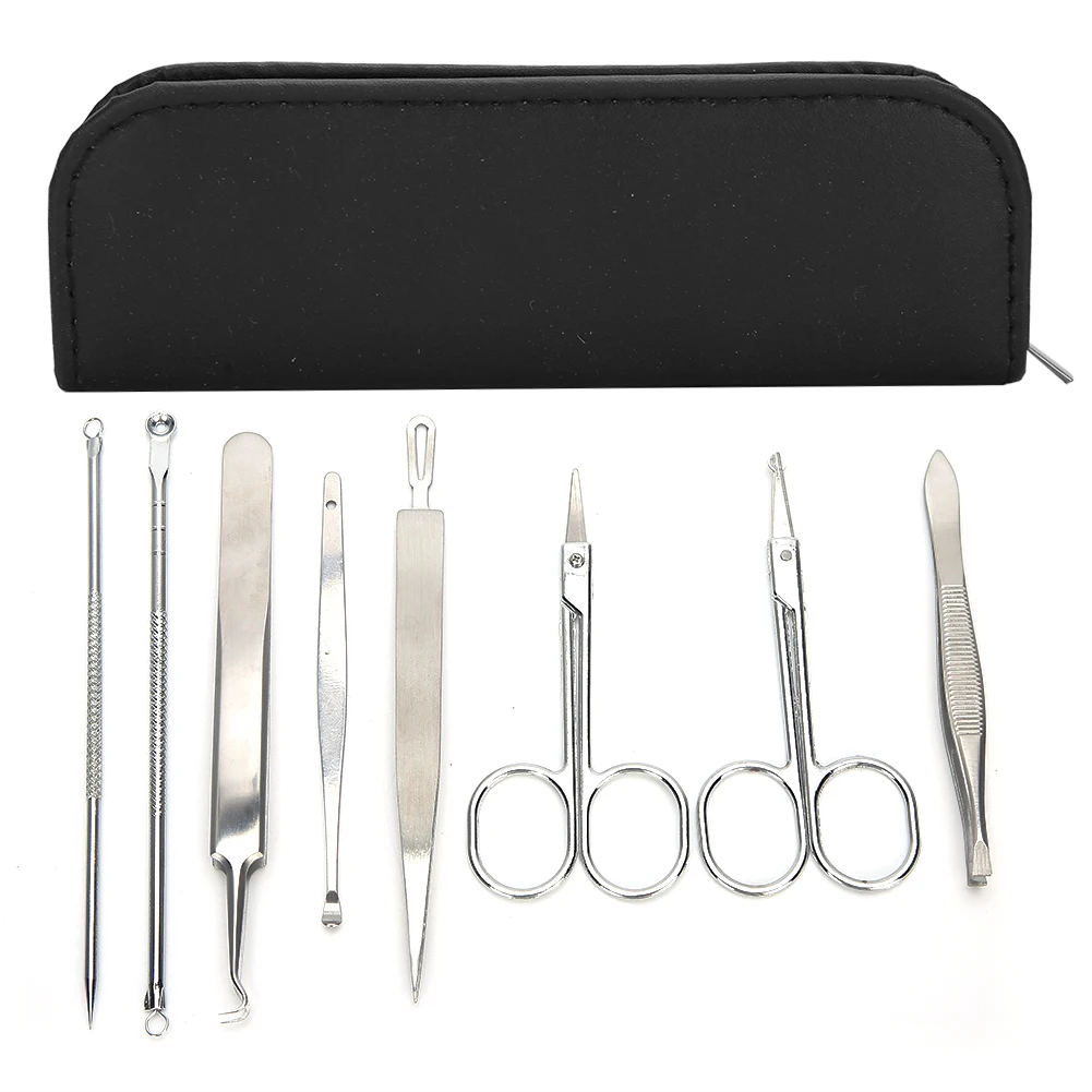 

8pcs Stainless Steel Double Head Pimples Acne Removal Blackheads Extractor Needles Tool Kit