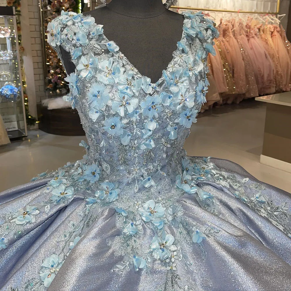 

ANGELSBRIDEP Lilac Ball Gown Sweet 16 Dress Quinceanera Dresses 3D Flower Lace Appliques Graduation Party Vestido De 15 anos