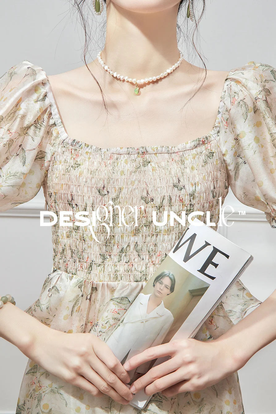 

Шифоновое платье с рукавами-фонариками и цветочным принтом