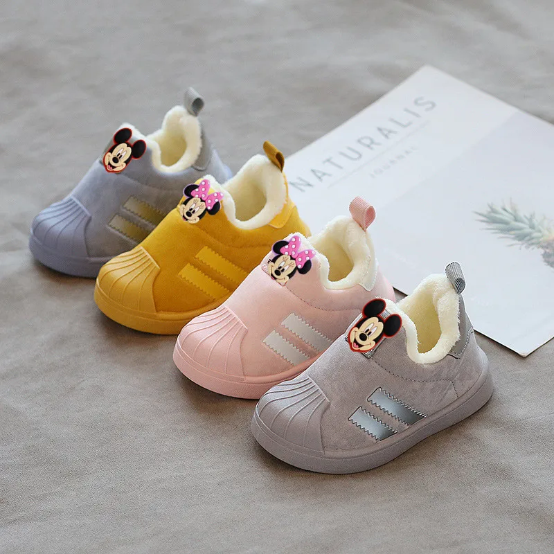 

Disney children's cartoon Mickey Mouse soft-soled casual shoes plus velvet warm cotton shoes sports shoes shoes boys and girls