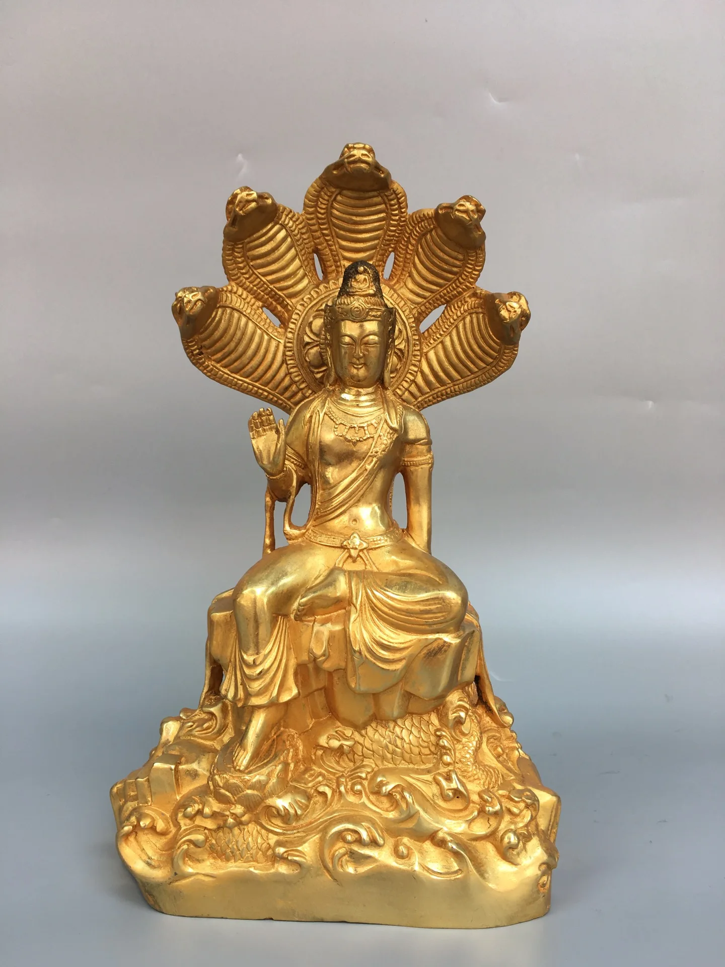 10-дюймовая коллекция тибетского храма старая бронза позолоченная грязь золото