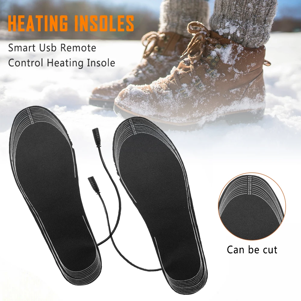 

1 Pair Insole Heated Outdoor Mat Winter Data Line Electric Powered Feet Warmer Heating Women Keep Warm USB Plush Adjustable Size
